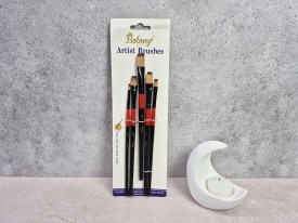Pack 5 pinceles mango negro y rojo BOLONG plano